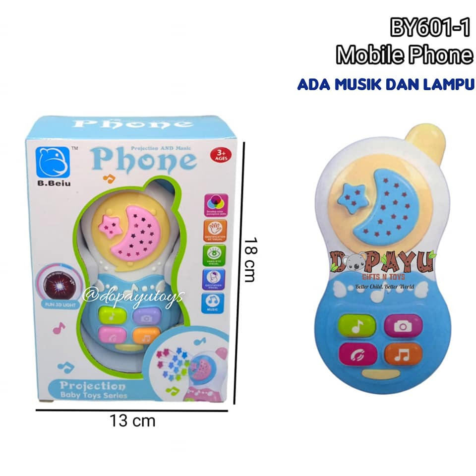 Jual MAINAN HANDPHONE TELPONAN BAYI BABY PROJECTION MOBILE PHONE BY601 ...