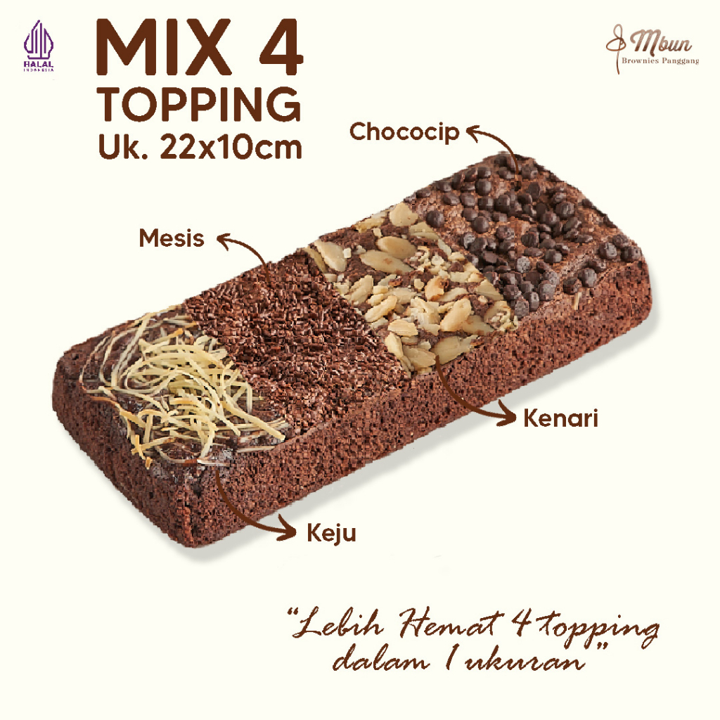 Jual Mbun Brownies Panggang Mix Topping ukr 22x10 | Mbun Brownies ...