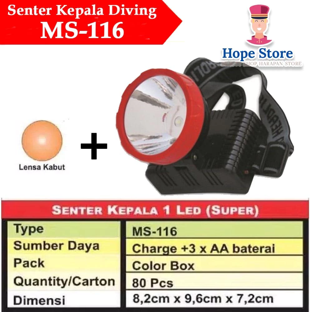 BISA COD Senter Kepala LED Rechargeable Mitsuyama MS-116 Super Terang Tahan Lama | AutoStock
