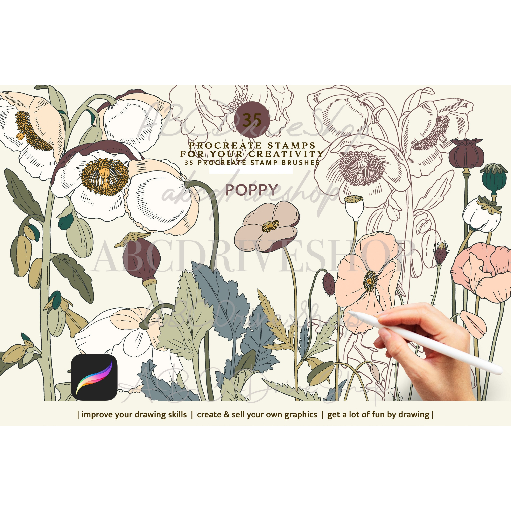 Jual Procreate Brush - Poppy Stamps Procreate Brushes | Shopee Indonesia