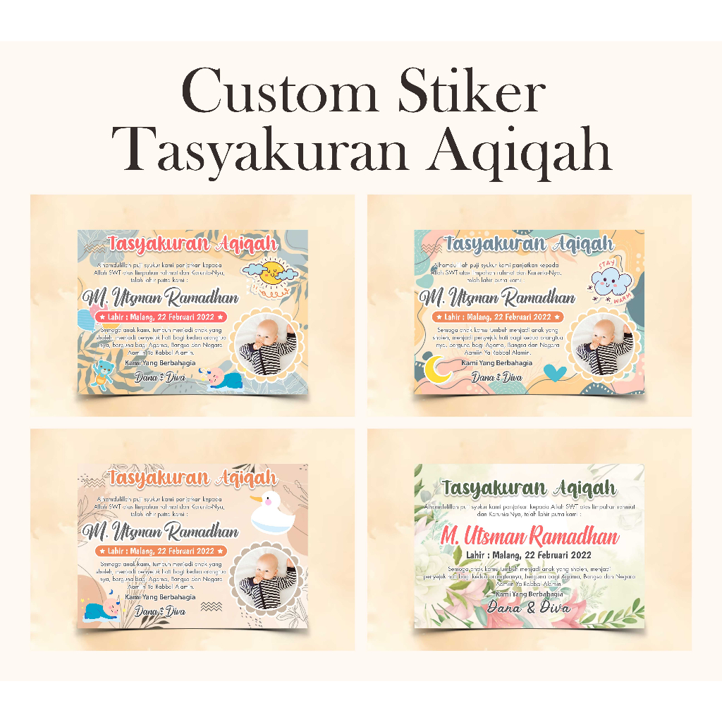 Jual Cetak Kartu Stiker Tasyakuran Aqiqah, Custom Stiker Tasyakuran ...