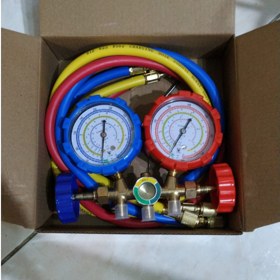 Jual Double Testing Manifold AC Set | R22 R32 R410 R134A ( lengkap ...