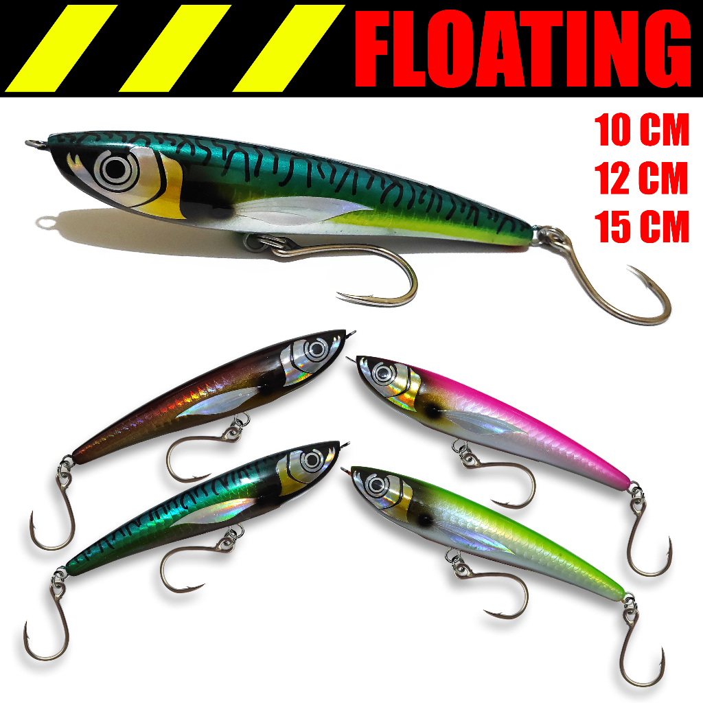 Jual Stickbait Floating Handmade Bahan Kayu GT Top Water Stick Bait ...