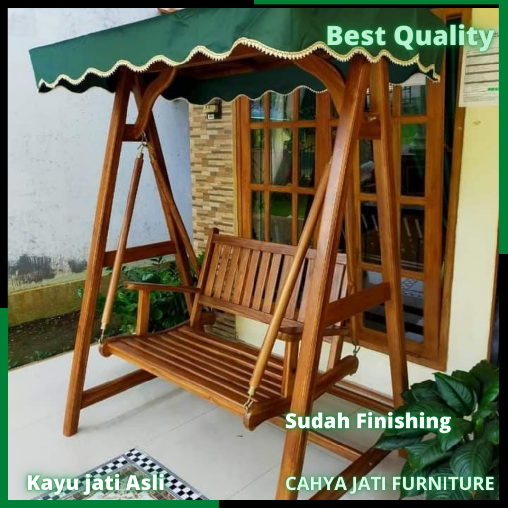 Jual Kursi Ayunan Kayu Jati Gantung Kanopi Teras Outdoor Model Minimalis Produk Asli Jepara