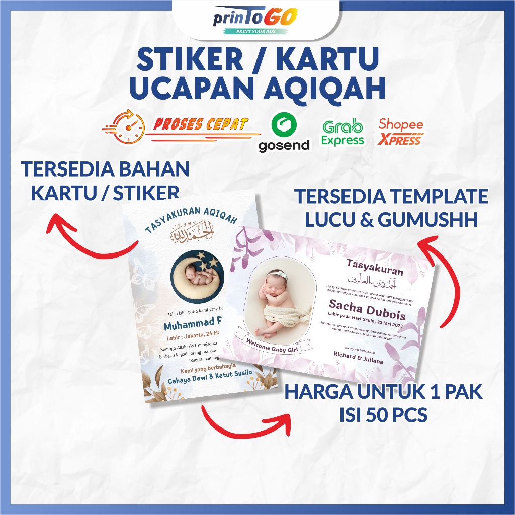 Jual STIKER AQIQAH BAYI / KARTU UCAPAN AQIQAH BAYI / TASYAKURAN AQIQAH ...