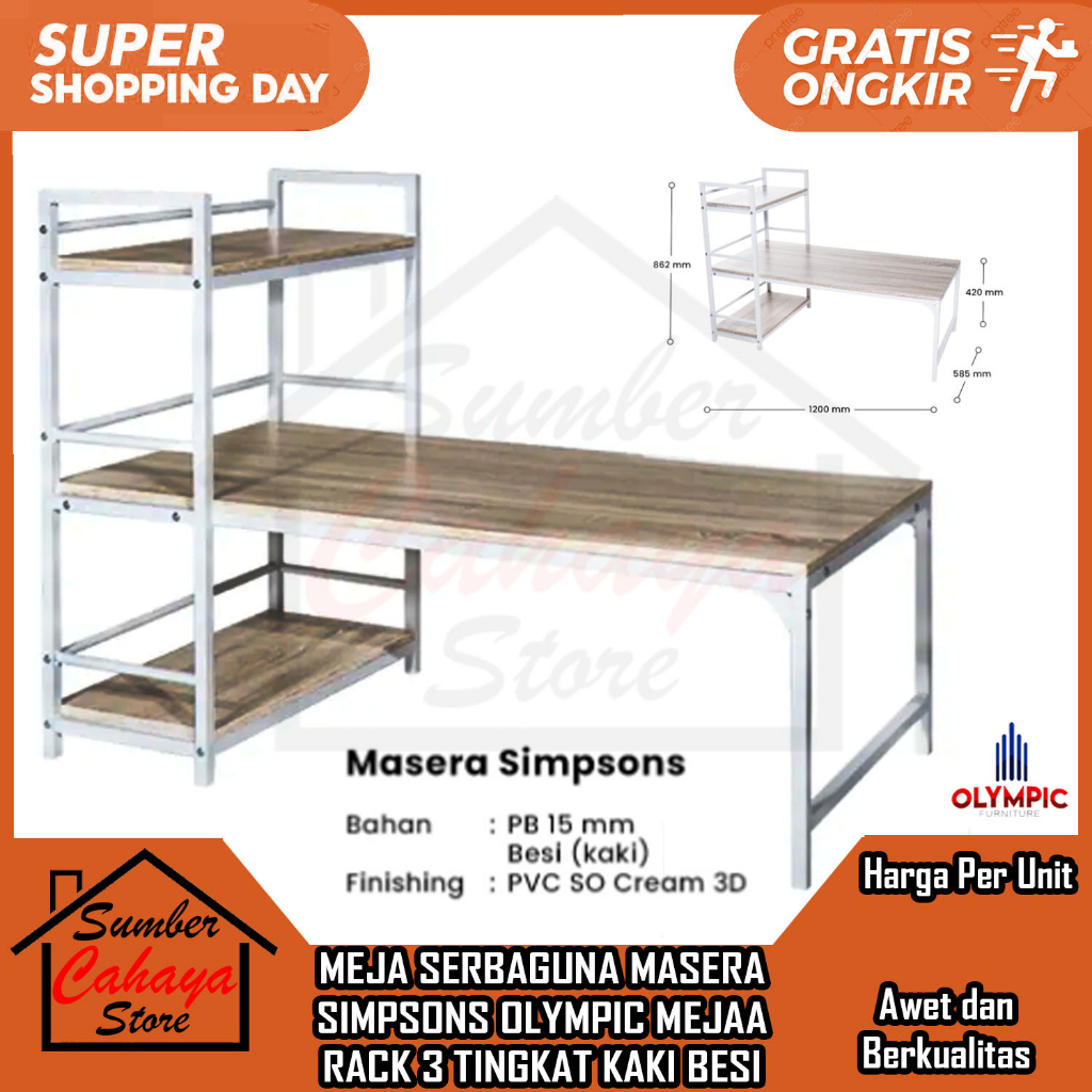 Jual [Instan] MEJA SERBAGUNA MASERA SIMPSONS OLYMPIC MEJAA RACK 3 ...