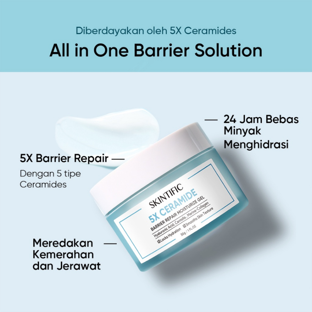 SKINTIFIC 5X Ceramide Skin Barrier Repair Moisturize Gel (30g) Moisturizer Cream Wajah Day Cream Moisture