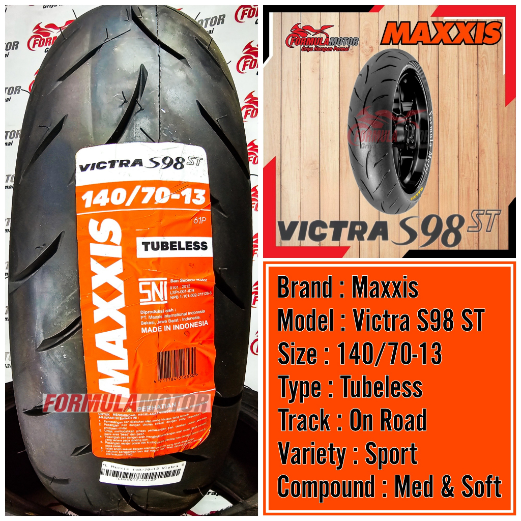 Jual 140/70-13 Ban Maxxis Victra S98 ST Ring 13 Tubeless (Dual Compound ...