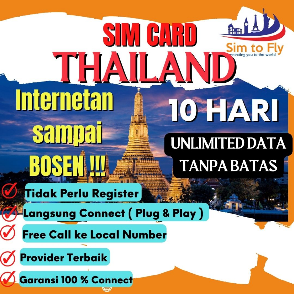 Jual Sim Card Thailand Unlimited Data Simcard Thailand Shopee Indonesia