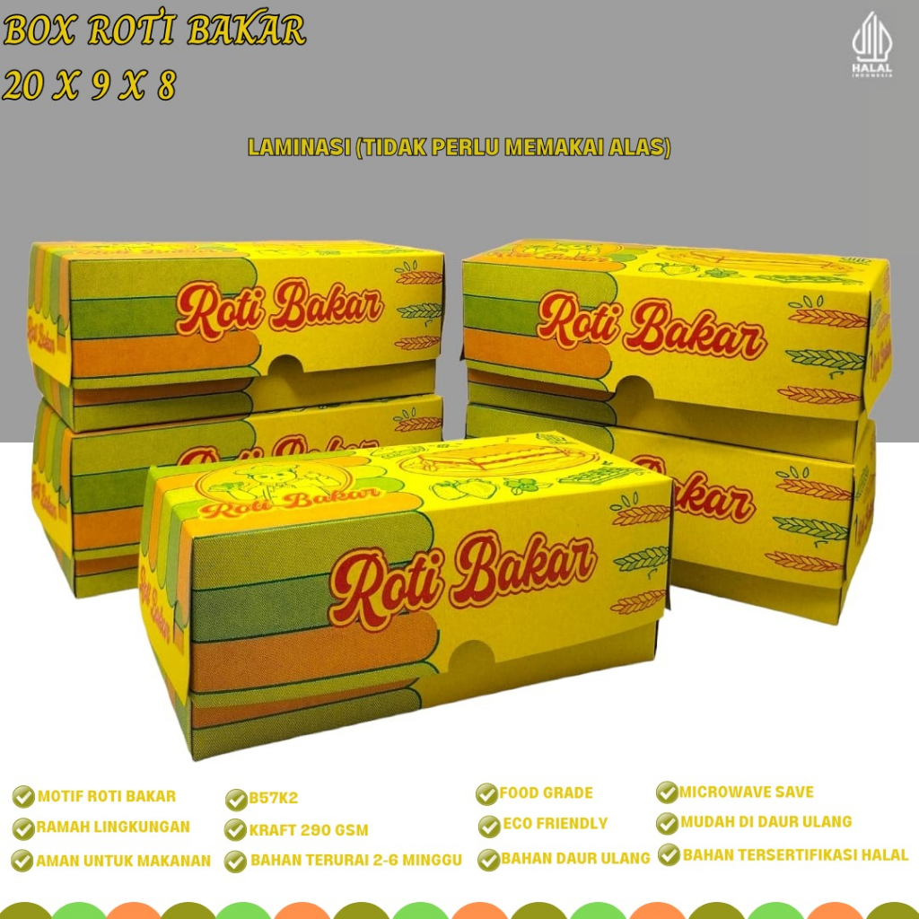 Jual Dus Roti Bakar 20X9X8 Toast Box (B57K2-Laminasi) | Shopee Indonesia