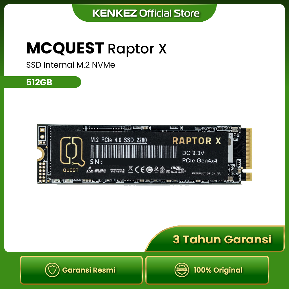 Jual MCQUEST Digital Raptor X SSD Internal 512GB M.2 NVMe 2280 Gen 4x4 ...