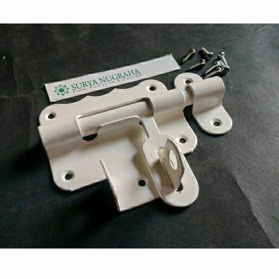 Jual Grendel Kunci Pintu Besi Overval/Operpal 4 inch White Ketebalan 2 ...