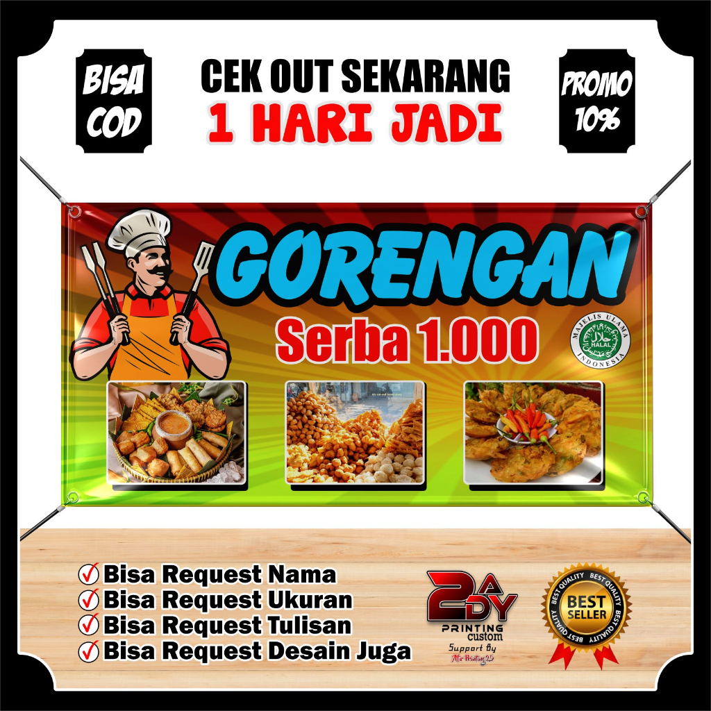 Jual Spanduk Banner Jualan Aneka Gorengan / Banner Gorengan Viral ...