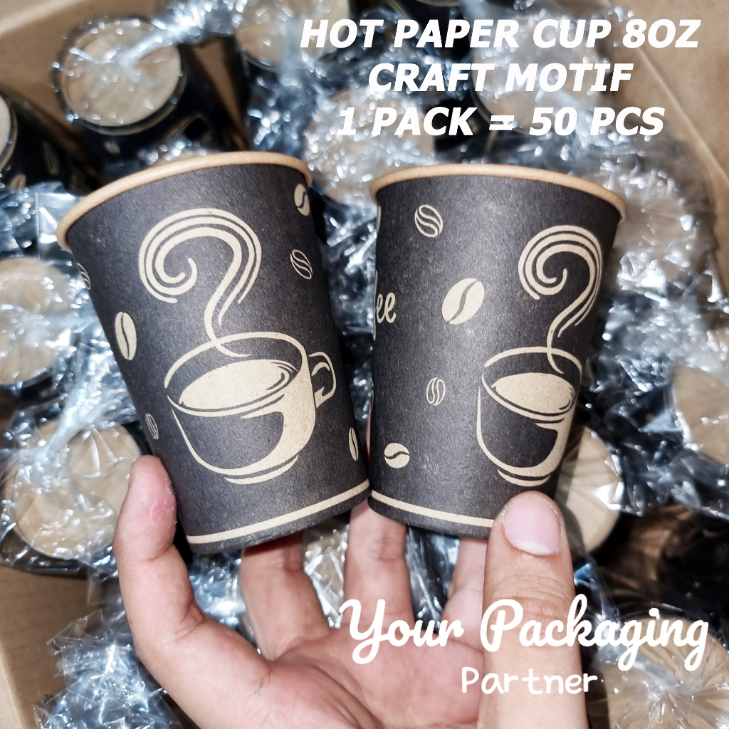 Jual Paper Cup 8oz Craft Motif Gelas Kertas Kopi Teh Dll Shopee Indonesia 9438