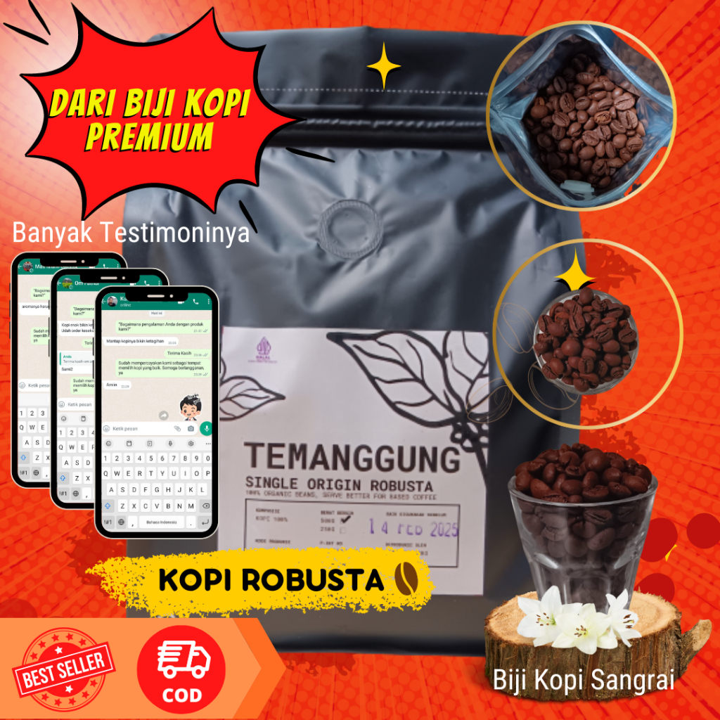 Jual Kopi Temanggung Robusta Biji Sangrai Murni 100 Asli 500 Gram