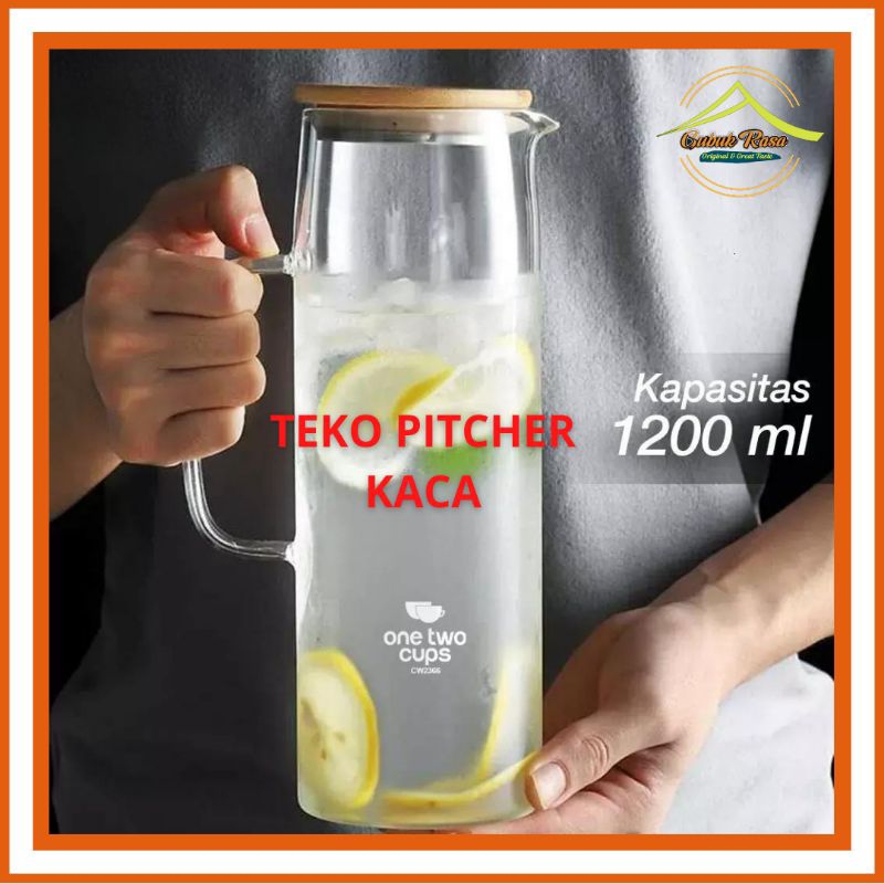 Jual Teko Pitcher Kaca Anti Panas/Gelas/Teh/Kopi/Tempat Glass Tutup ...