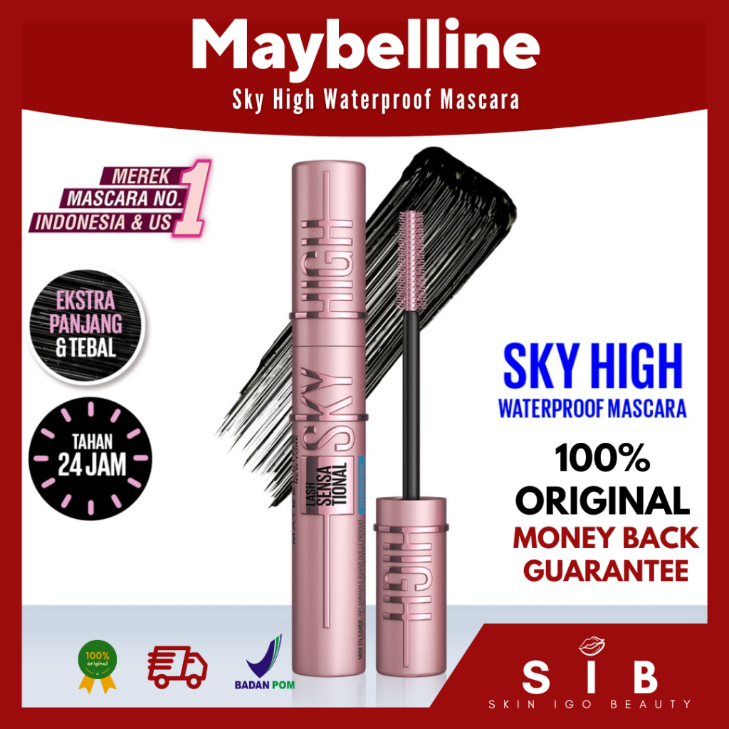 Jual Maybelline Sky High Waterproof Mascara Bpom Maskara Eye Makeup Black Panjang Tebal Tahan 4586