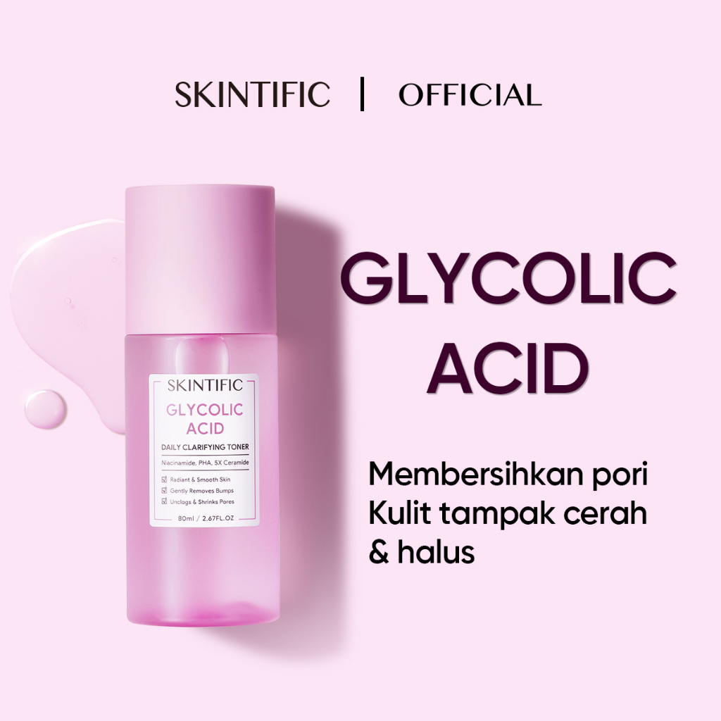Jual SKINTIFIC Glycolic Acid Daily Clarifying Toner 80ml Penyegar Toner SKINBOOST Refining
