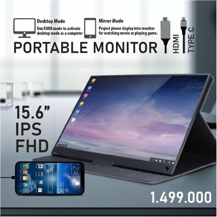 Jual Zeuslap Portable Monitor FHD 15.6 Inch 1080p HDMI Type C IPS ...