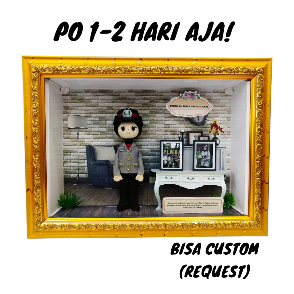Jual Kado pelantikan Boneka Flanel Polwan Kemasan Frame 3D 21x30 Cm ...
