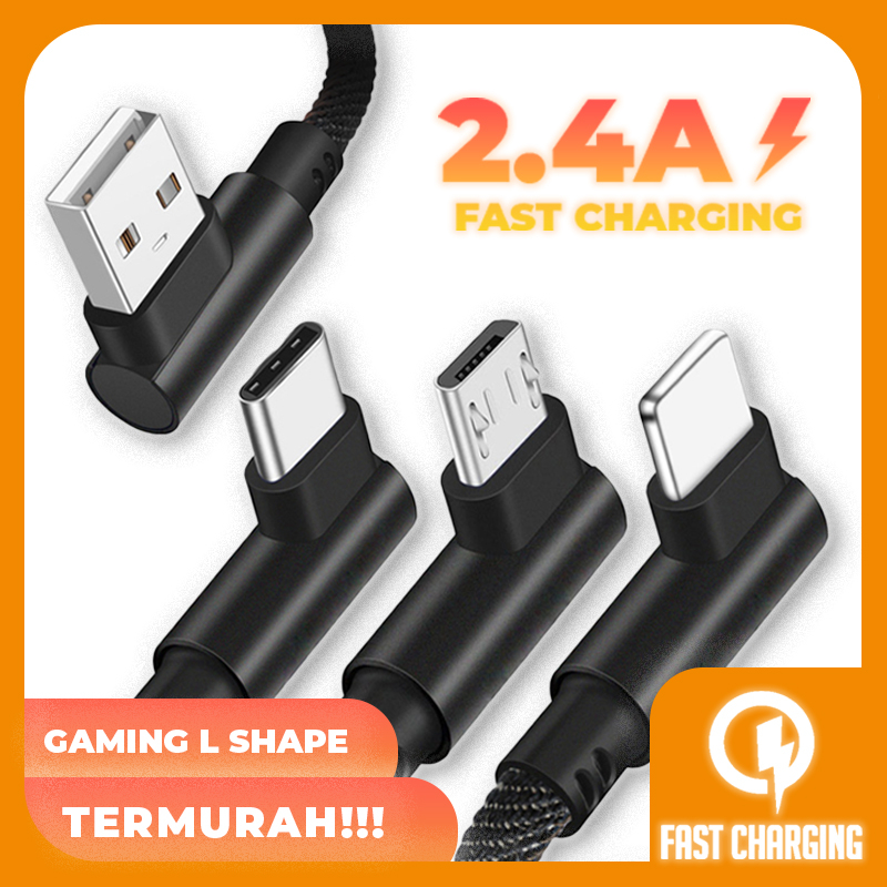 Jual Kabel Charger USB Type C / Lightning / Type B Tipe Gaming Bentuk L ...