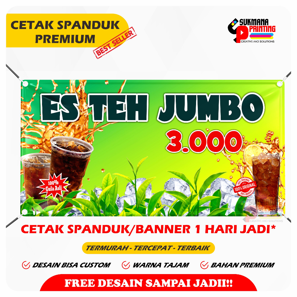 Jual Cetak Spanduk Banner Es Teh Jumbo Jualan Es Teh Jumbo Shopee