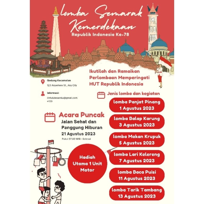 Jual pamflet Poster Woro woro lomba memperingati kemerdekaan Indonesia