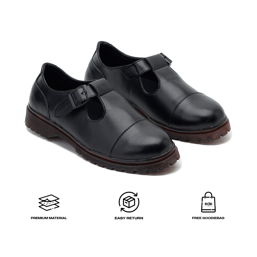 Scarpe Donna T-Bar In Pelle Nera | Zeppa Piattaforma Chunky | Mary Jane - Foto 10