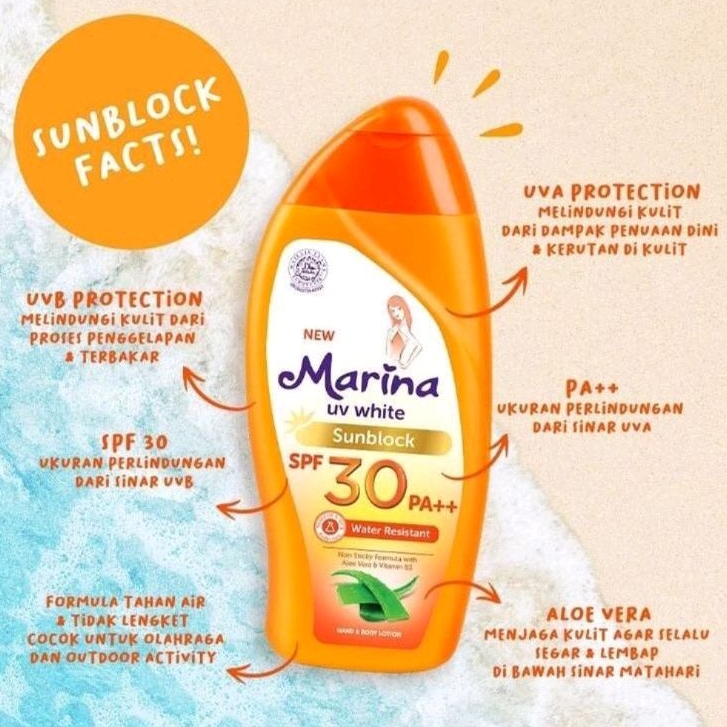 Jual Marina Sunblock SPF 30++ Tahan air tidak lengket Hand and Body