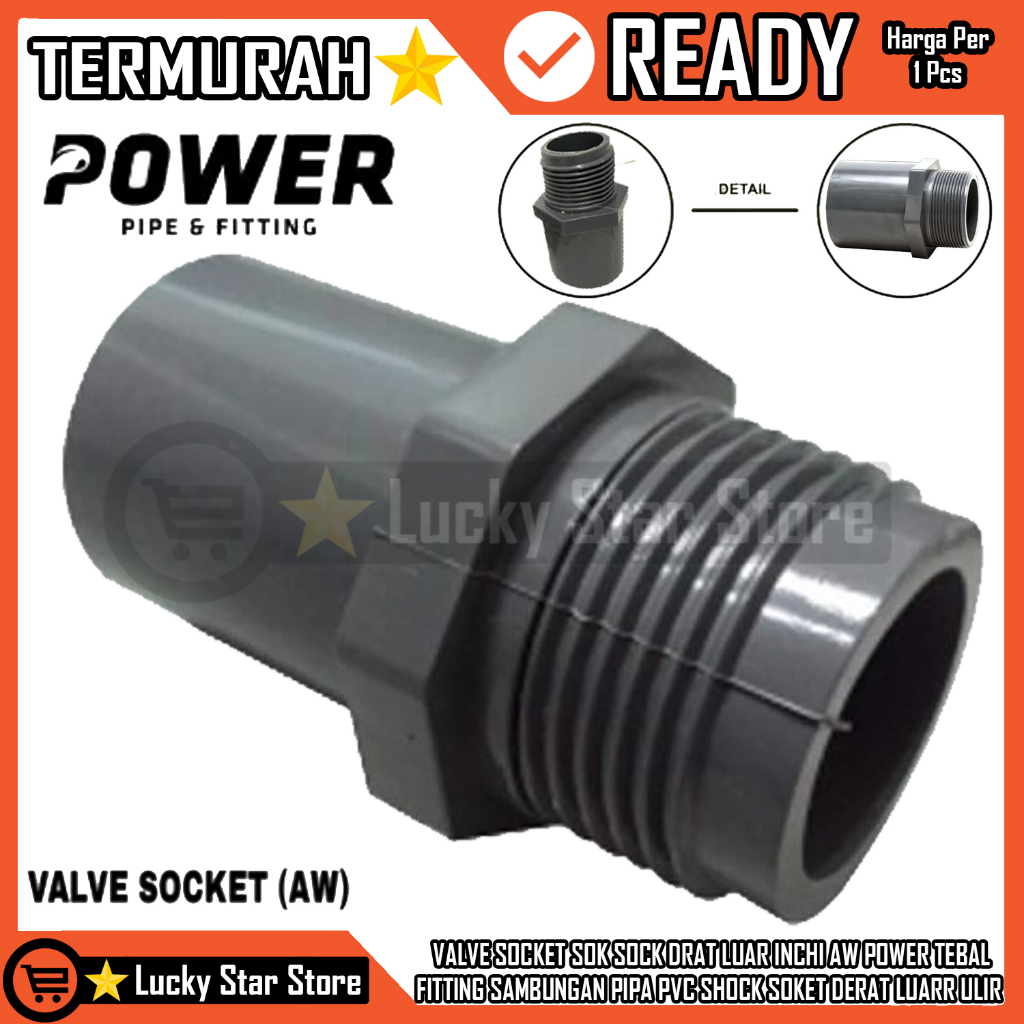 Jual Valve Socket Sok Sock Drat Luar Inchi Aw Power Tebal Fitting ...