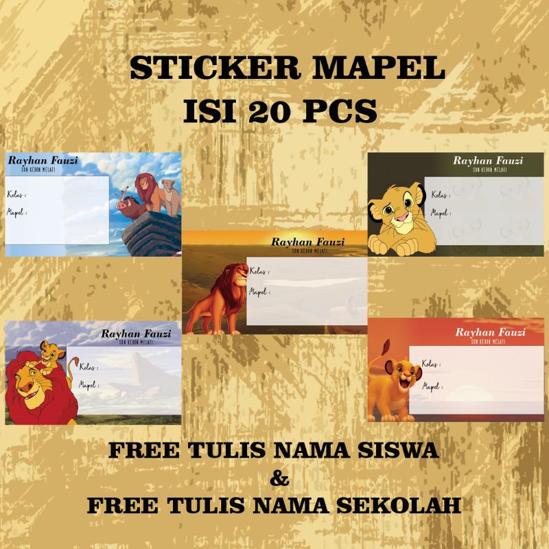 Jual Sticker Mapel Isi Pcs Series Lionking Label Buku Murah