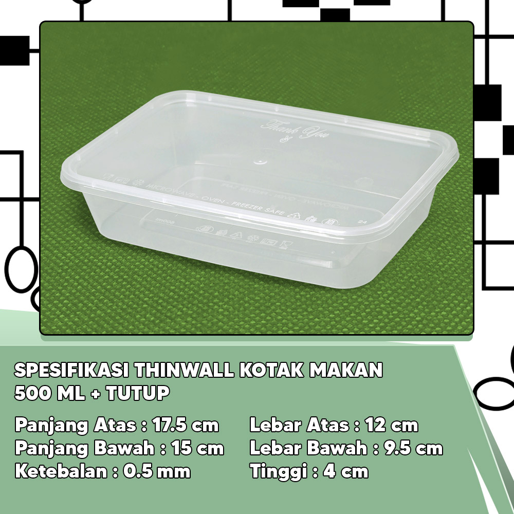 Jual Thinwall Rectangle Kotak Makan Plastik All Size 200ml 1000ml 6331