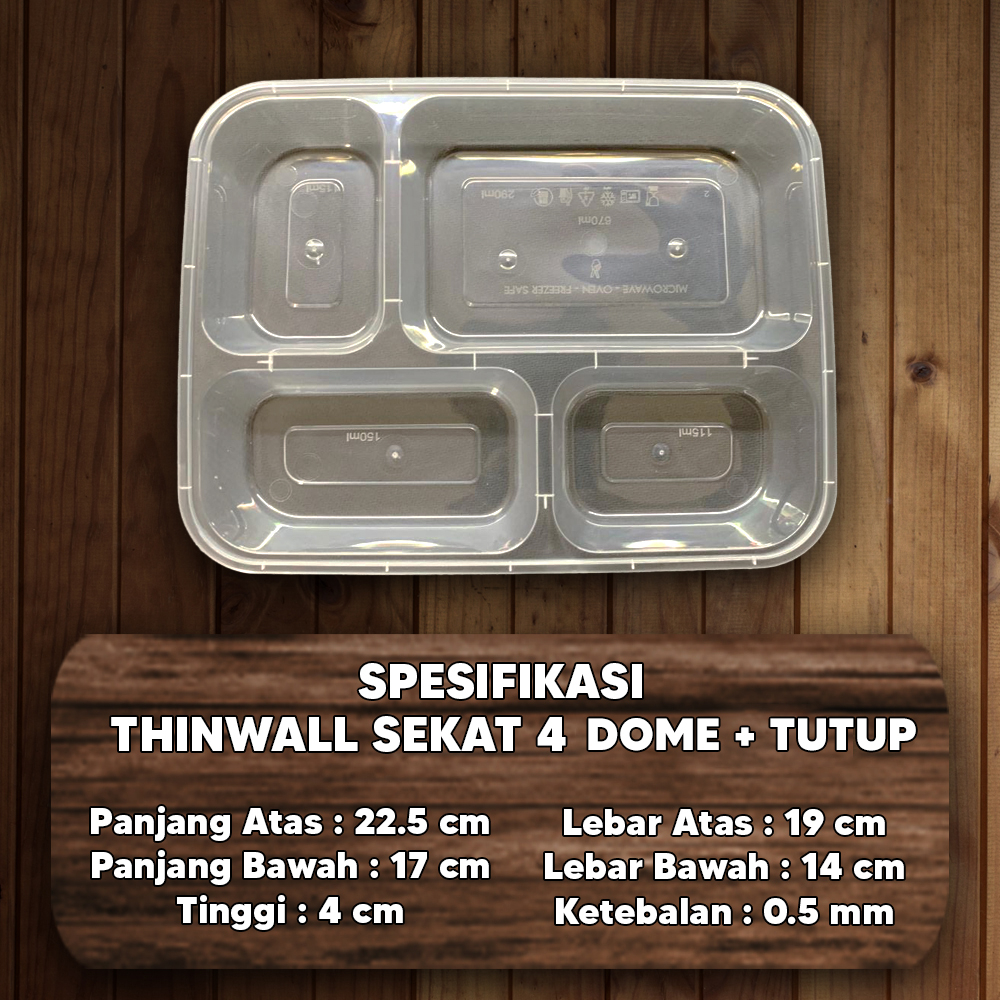 Jual Bento Sekat 4 Dome Plastik Thinwall / Sekat 4 OTH-1 & OTH-2 Food ...