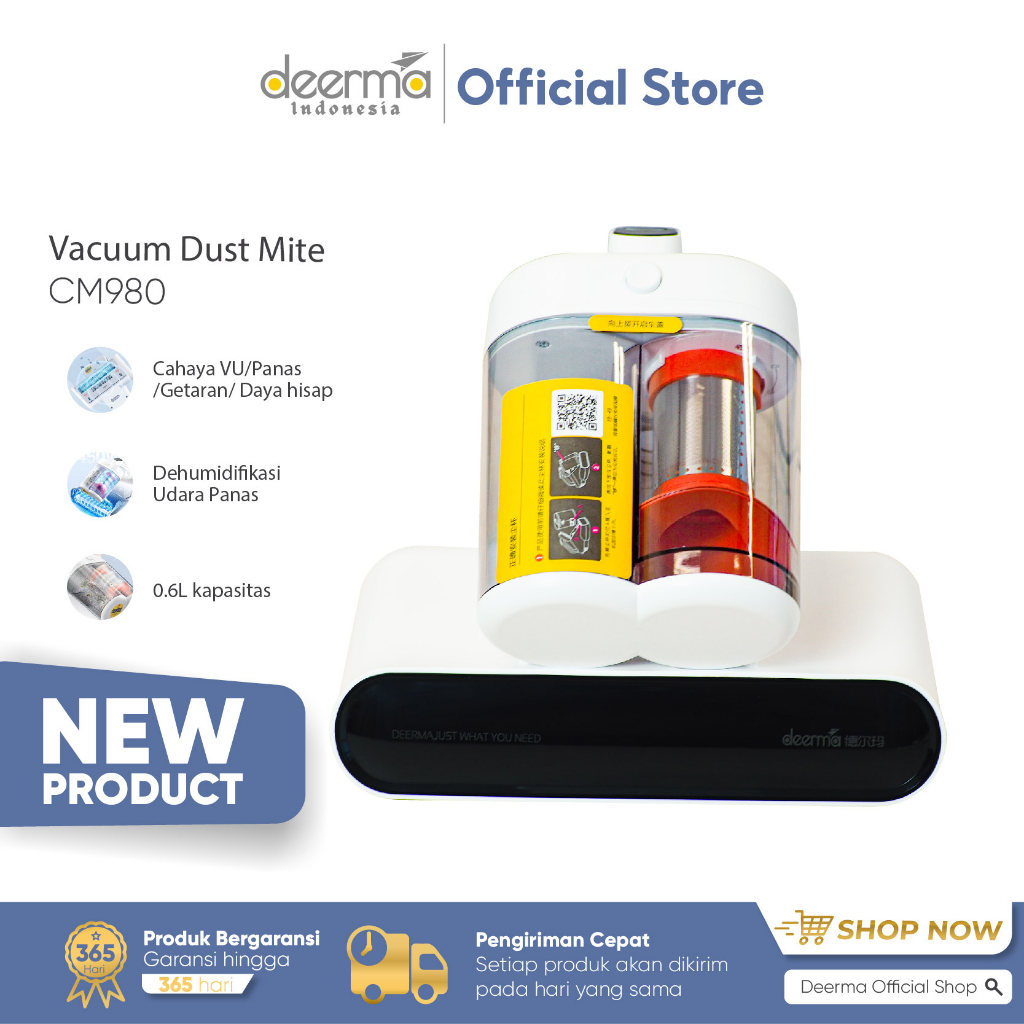 Jual Deerma CM980 13Kpa Antidust Mites Double Dust Cup UV Vacuum