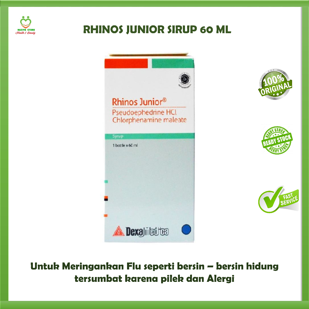 Jual RHINOS JUNIOR SIRUP 60 ML Obat Gejala Flu,BersinBersin,Hidung