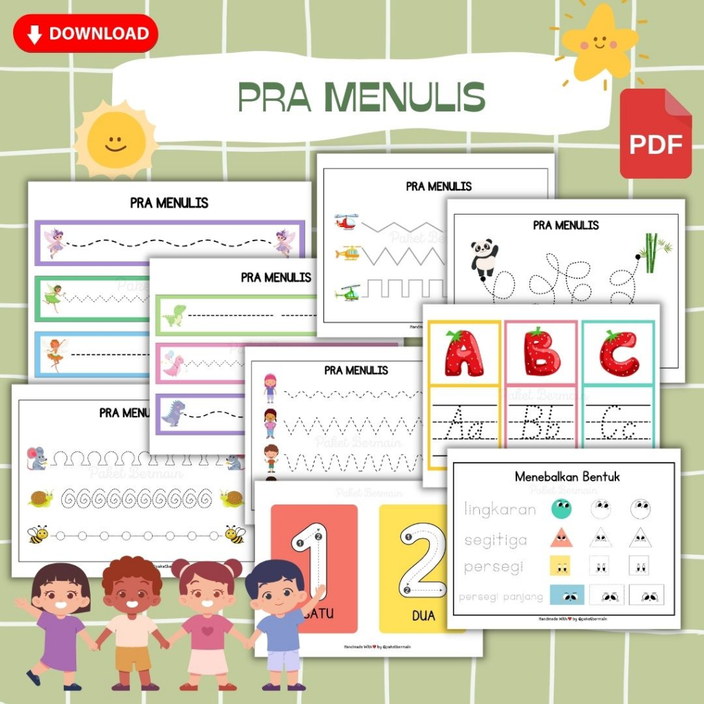 Jual PDF Workhseet Tracing 40 HALAMAN PRA MENULIS/ TRACING GARIS