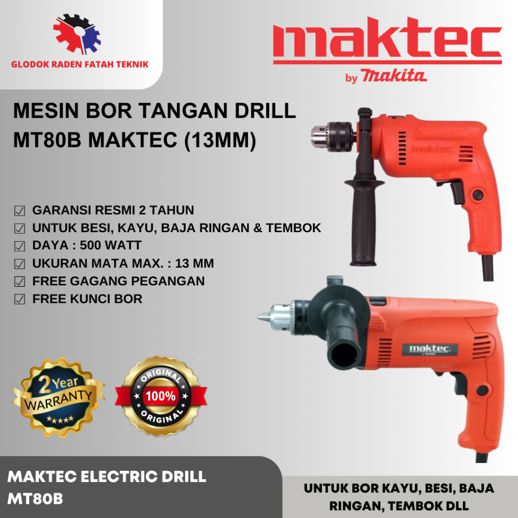 Jual MAKTEC MT80B Mesin Bor Tangan Listrik/Mesin Bor Drill 13 Mm Maktec ...