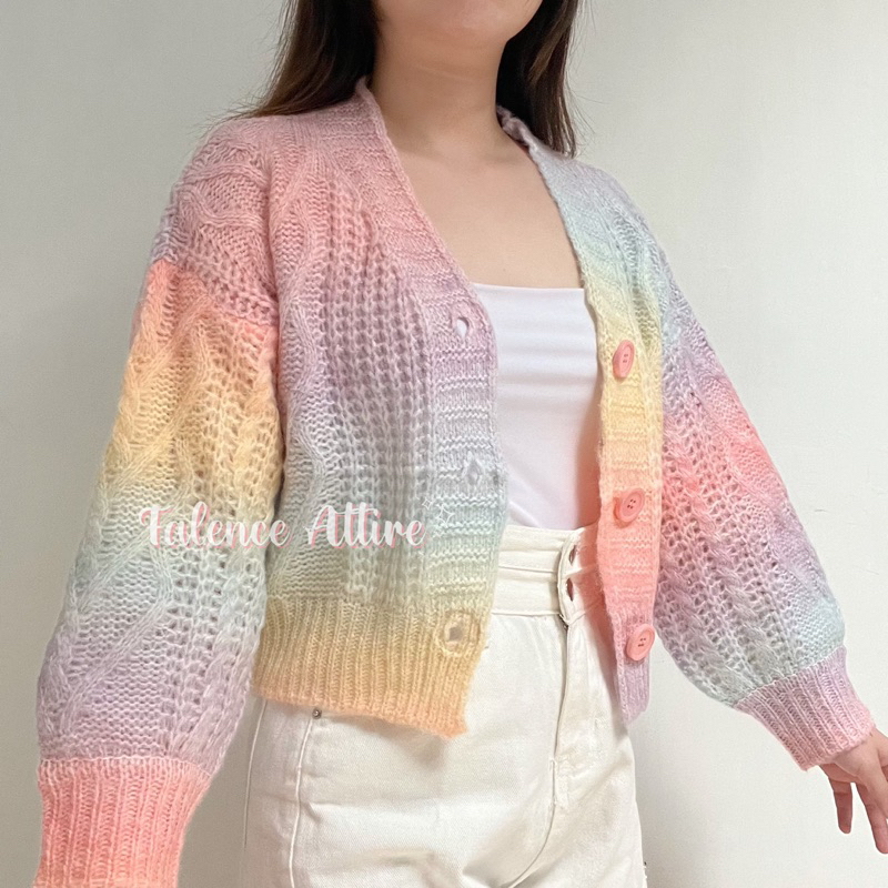 Jual FALENCE Candy Cardigan Cardigan Wanita Rainbow Cardigan Shopee Indonesia