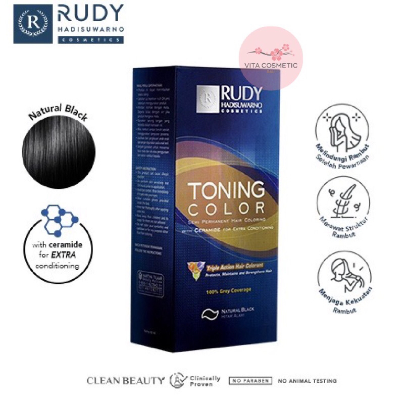 Jual Rudy Hadisuwarno Toning Color NATURAL BLACK Semir Rambut Penghitam ...