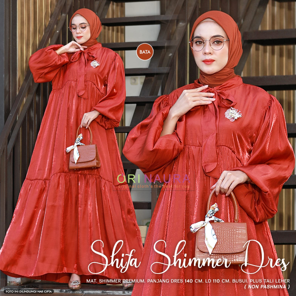 Jual Shimmer Dress Shimmer Dres Silk Premium Gamis Muslim Wanita