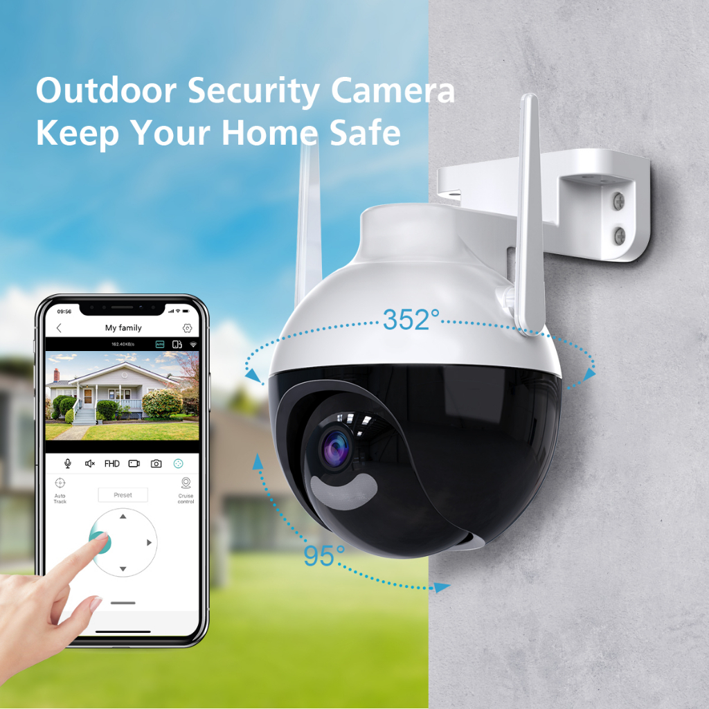 KERUI H.265 Home Security Wireless 3MP WIFI IP Camera P2P Waterproof Outdoor Full HD CCTV Onvif Surveillance Camera. (MC8)