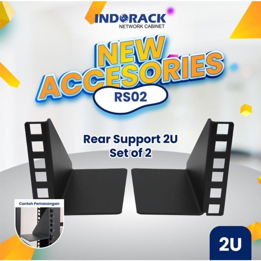 Jual RS02 Rear Support Rack INDORACK 2U untuk Bagian Depan Frame Rak ...