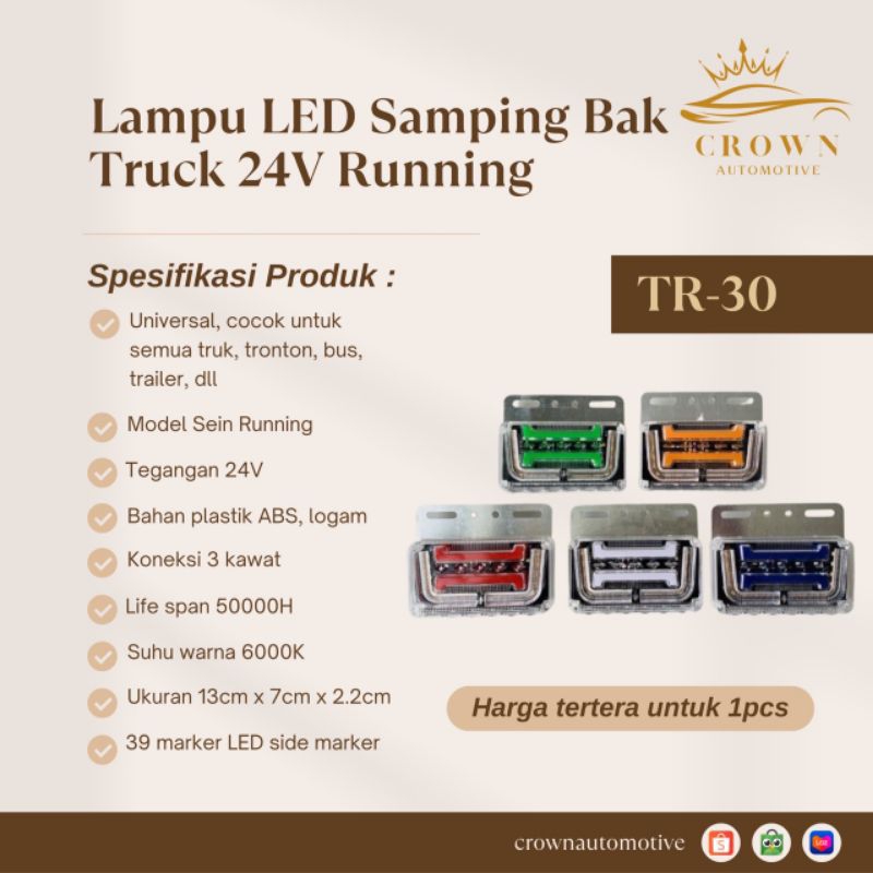 Jual Lampu Led Samping Bak Truk V Led Samping Bak Truk Tr Running Shopee Indonesia