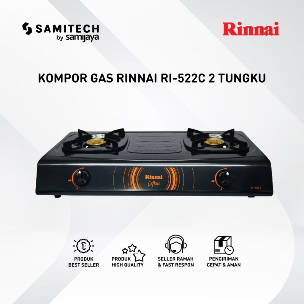 Jual KOMPOR GAS 2 TUNGKU RINNAI RI-522C API EKOMONIS RI 522C CEFLON ...