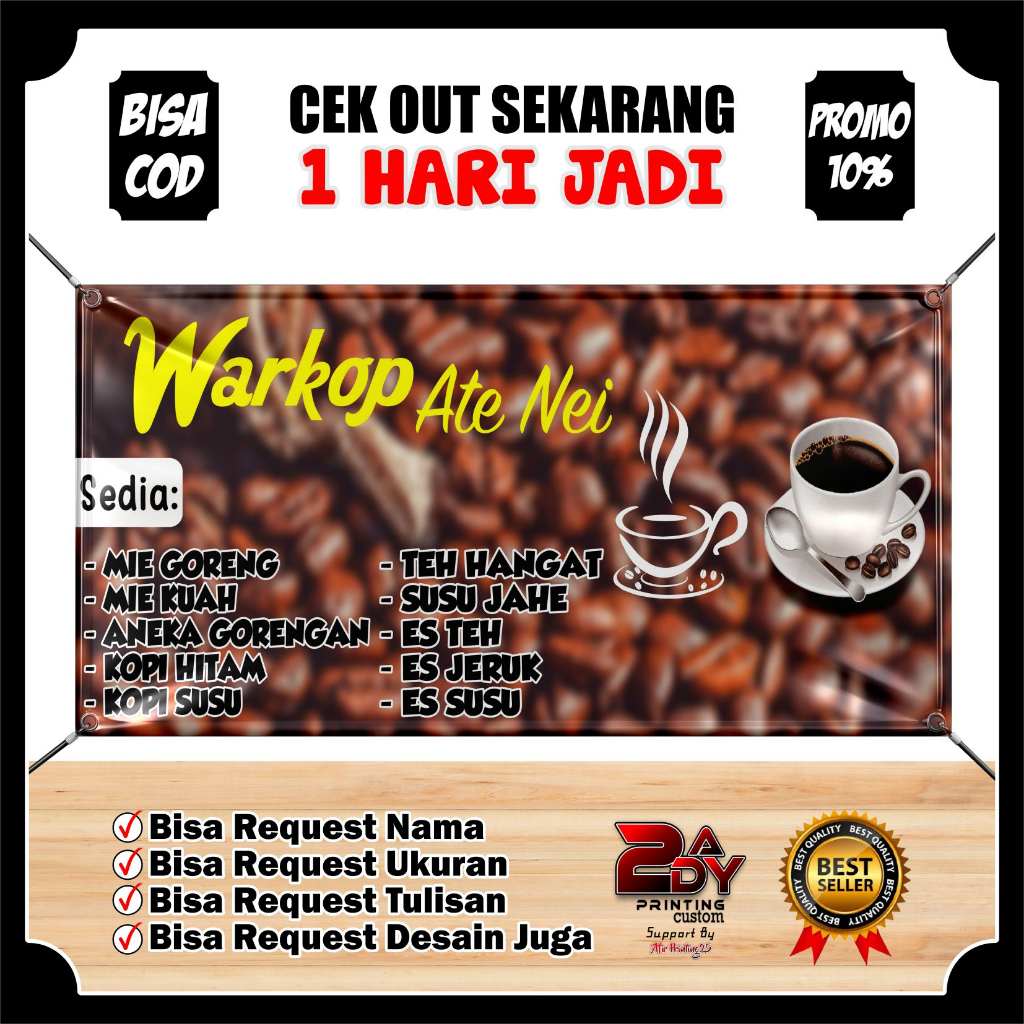 Jual Spanduksepanduk Banner Warung Kopiwarkop Bisa Desain Bisa Juga Request Keren Termurah 4738