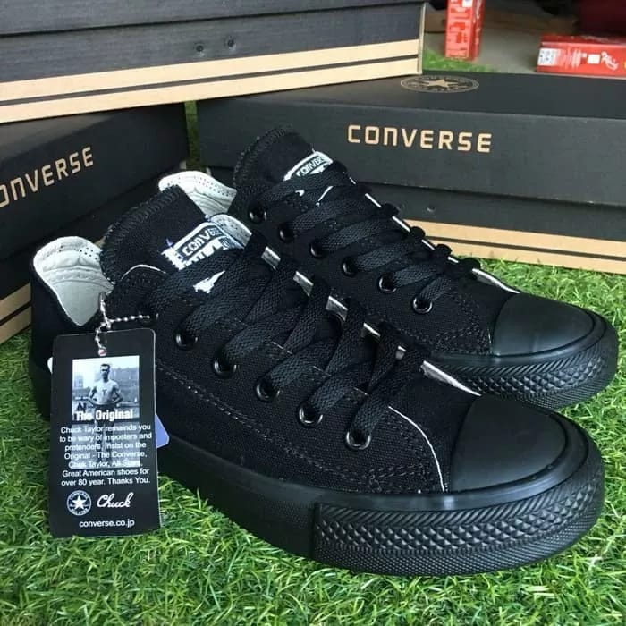 Jual Sepatu Converse Allstar Classic Low Full Black Shopee Indonesia