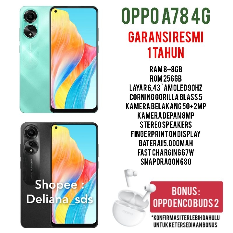 OPPO A78 4G 8/256GB GARANSI RESMI OPPO INDONESIA