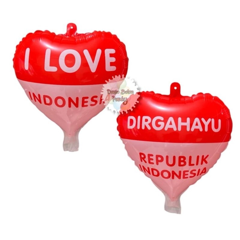 Balon Foil Love HUT RI / Balon Love DIRGAHAYU RI Merah Putih 17 Agustus 12inch (30cm)