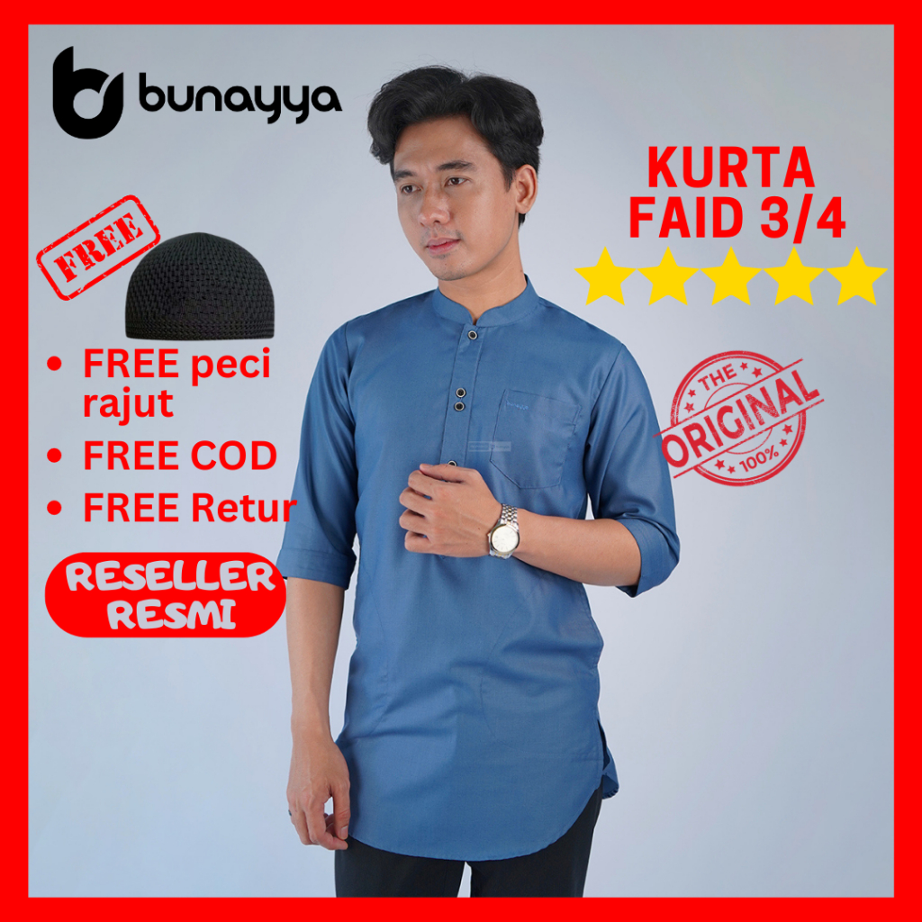 Jual KURTA FAID BUNAYYA KURTA RAGLAN 3/4 BAJU KOKO PAKISTAN BAJU