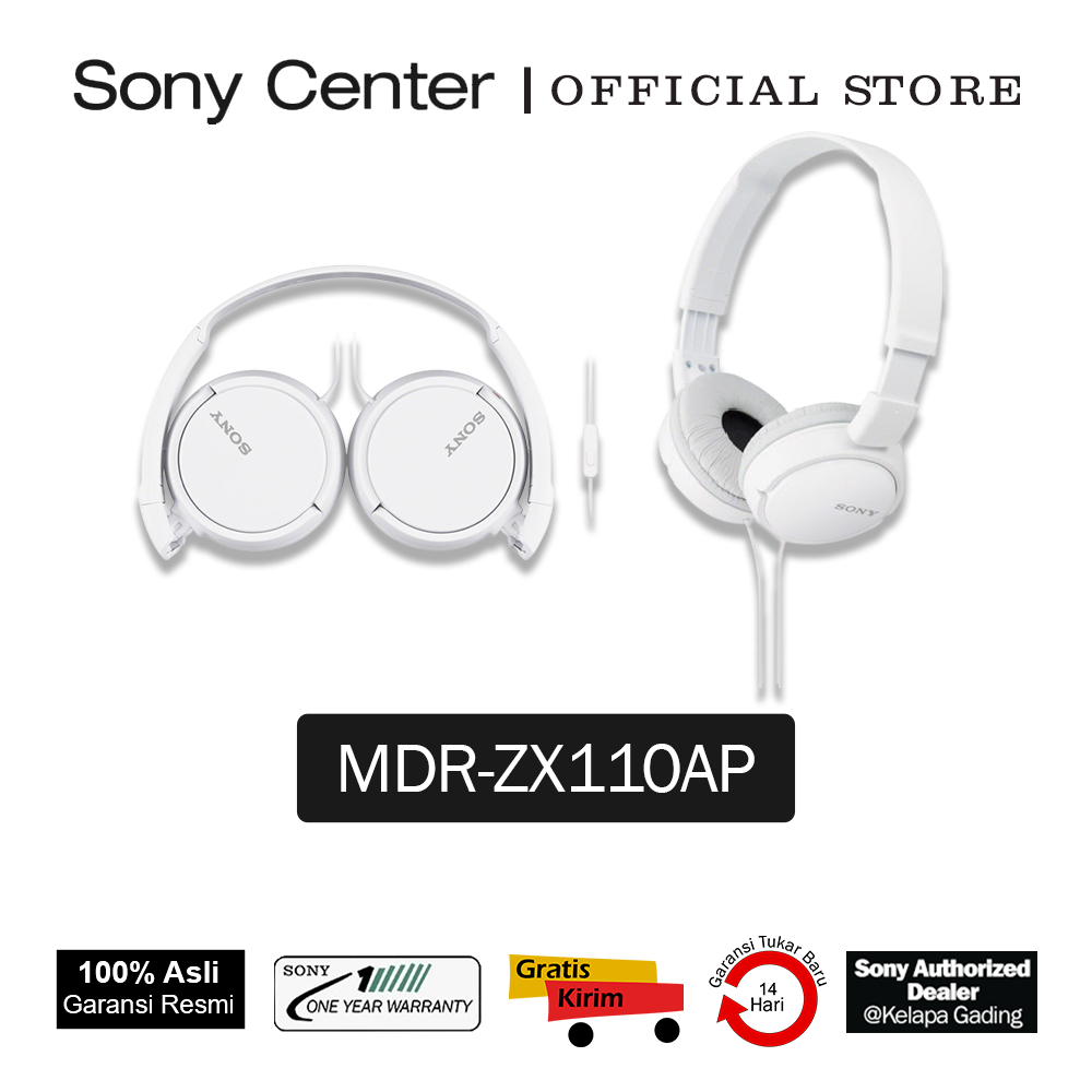 Jual Sony Mdr Zx110ap White Headphone Zx110 Headphone Sony Mdr Zx110ap Garansi Resmi 0553